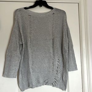MakeMeChic Drop Shoulder Ripped Oversized Sweater